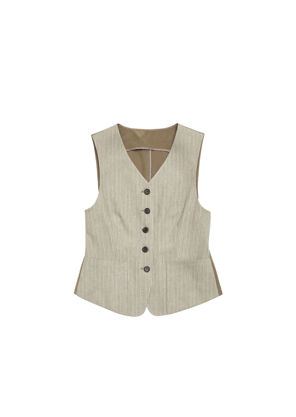 stripe pocket vest, beige