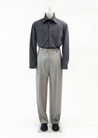 stripe wool straight pants, beige - Image 2