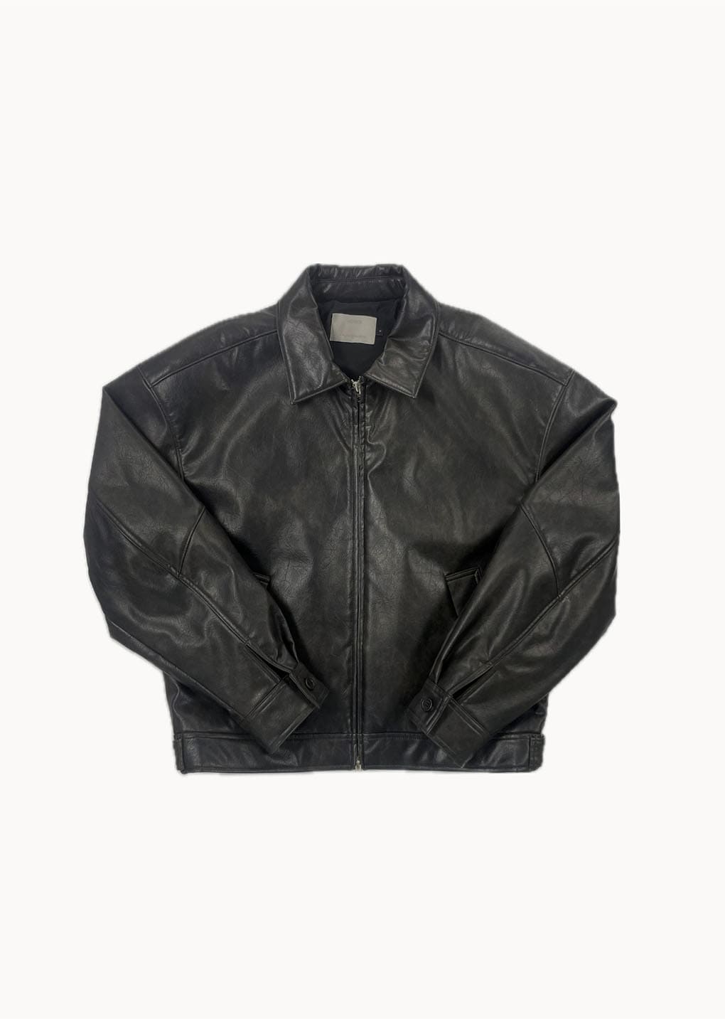 synthetic leather blouson, black