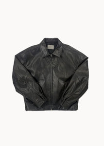 synthetic leather blouson, black