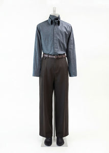 tapered wool pants, brown hover