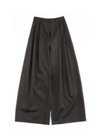 two tuck wide banding pants, brown - Image 1