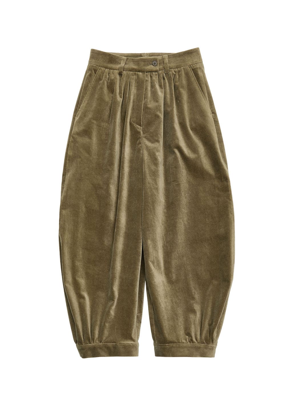 velvet shirring pants, khaki