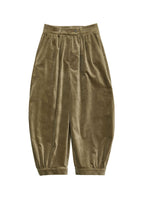 velvet shirring pants, khaki - Image 1
