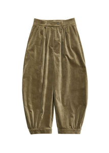 velvet shirring pants, khaki