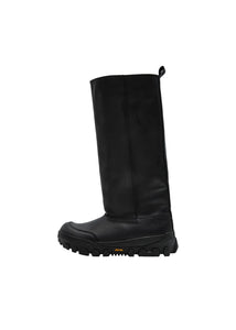 vibram long matte boots, black