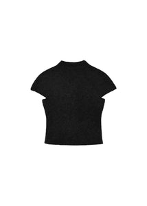 wholegarment hairy knit top, black
