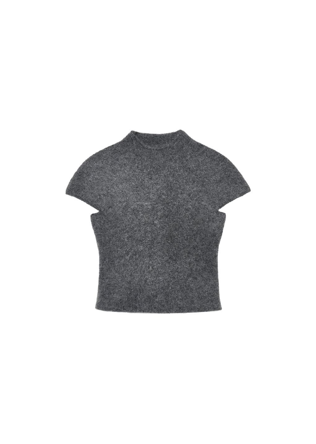 wholegarment hairy knit top, charcoal