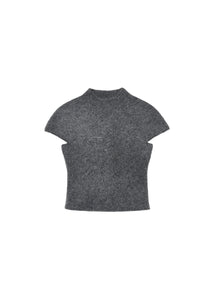wholegarment hairy knit top, charcoal
