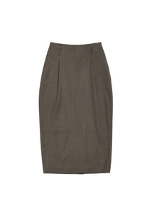 wool pencil skirt, brown