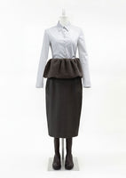 wool pencil skirt, brown - Image 3
