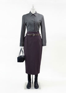 wool pencil skirt, burgundy hover
