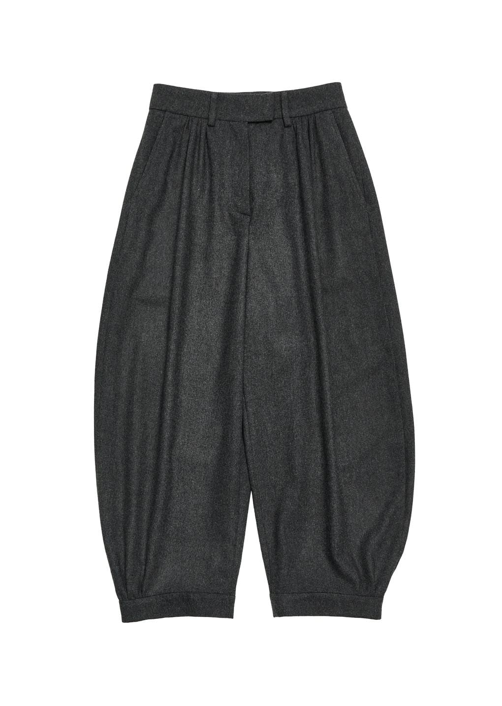 wool shirring pants, charcoal