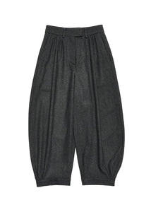wool shirring pants, charcoal