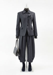 wool shirring pants, charcoal hover