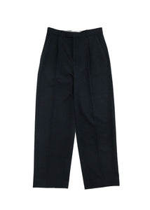 wool straight pants, black