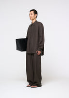 linen oversized shirt, khaki brown - Image 3