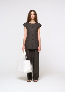 linen tuck pants, khaki brown hover