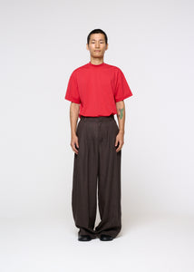 linen two tuck wide pants, khaki brown hover