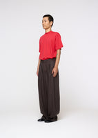 linen two tuck wide pants, khaki brown - Image 3