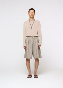 linen drawstring shorts, beige hover