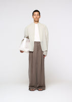 pleats zip up jumper, beige - Image 2