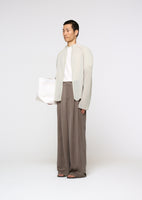 pleats zip up jumper, beige - Image 3