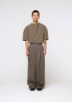 linen two tuck wide pants, khaki - Image 2