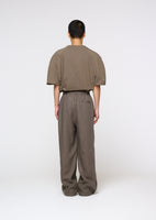 linen two tuck wide pants, khaki - Image 4