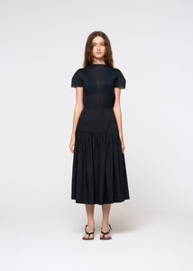 shirring culotte pants, black hover