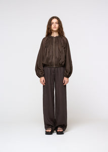nylon shirring jumper, brown hover