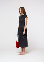 nylon shirring dress, charcoal - Image 3