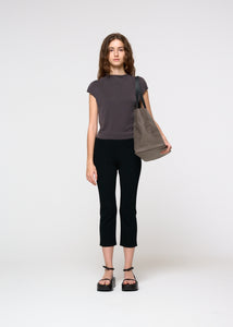 jersey mock neck top, charcoal hover
